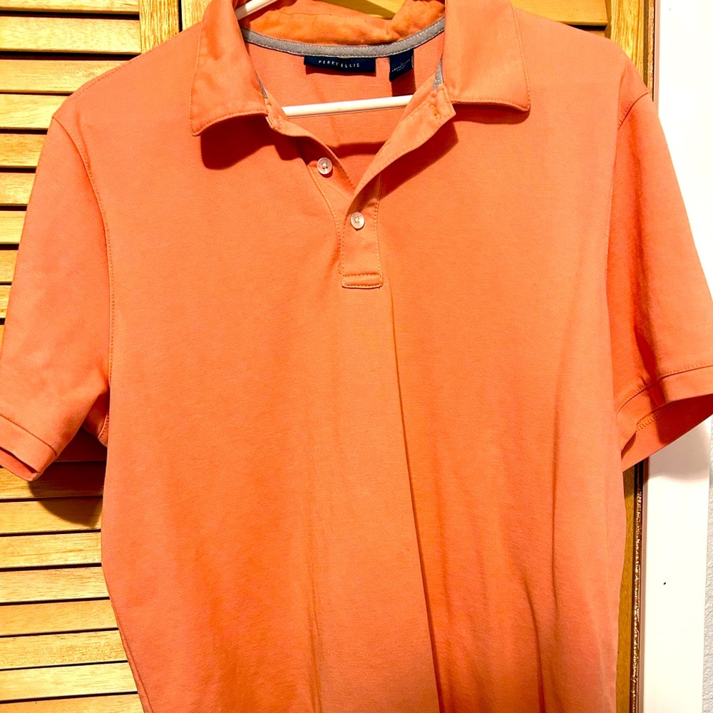 Perry Ellis short sleeve polo type shirt.